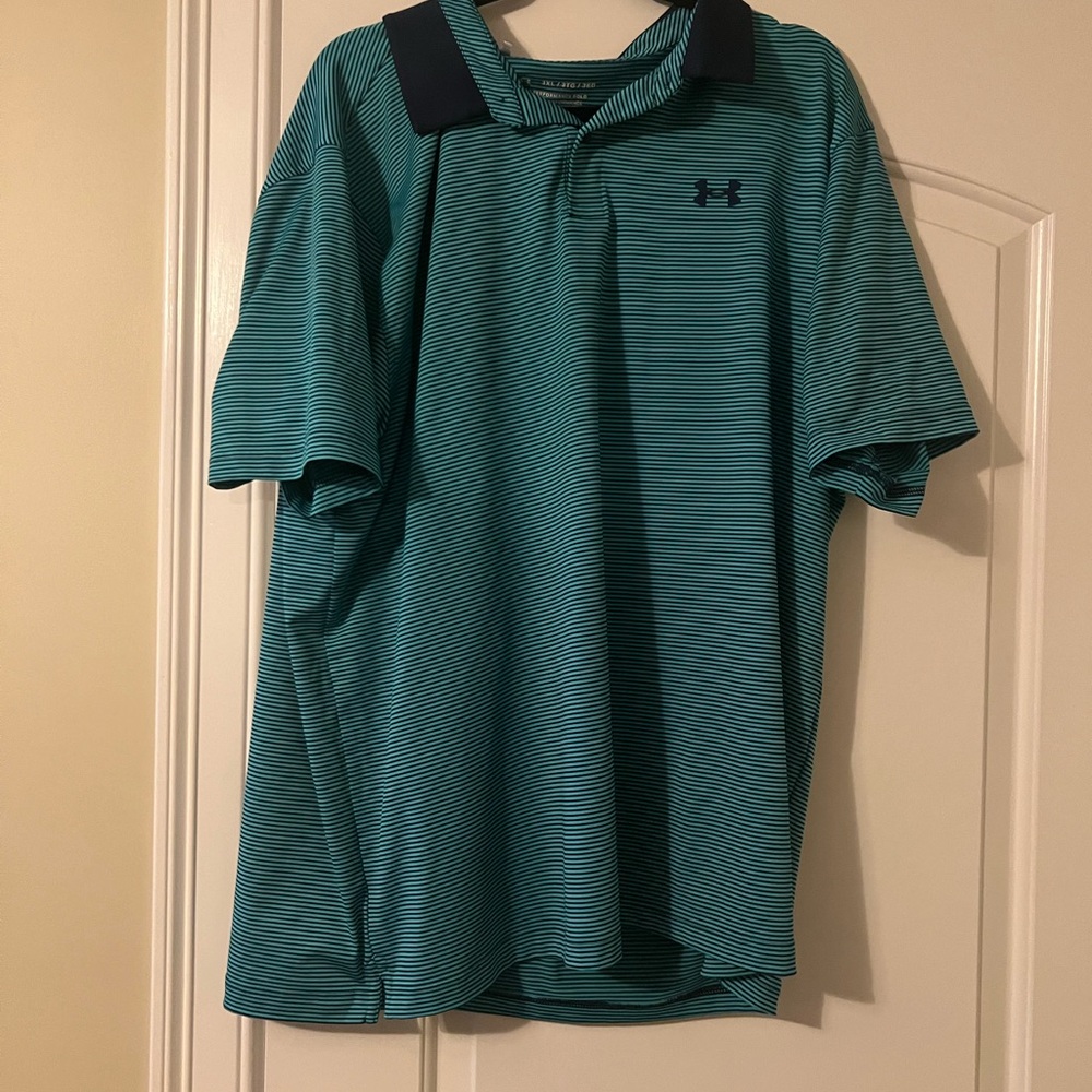 Under Armour Men's Teal Striped Polo Shirt